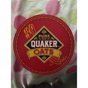 Pure Quaker Oats, Limited Edition, Round, Vintage 1983, Tin Can , Cookie Recipe